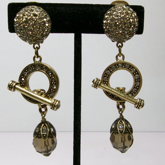 Heidi Daus Confidential Crystal Convertible Tassel Drop Clip Earrings - Picture 1 of 3